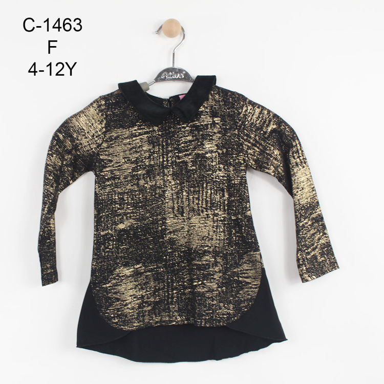 Picture of C1463-GIRLS GOLDISH & BLACK SHIRT SYTLE/TOP WITH COLLAR-